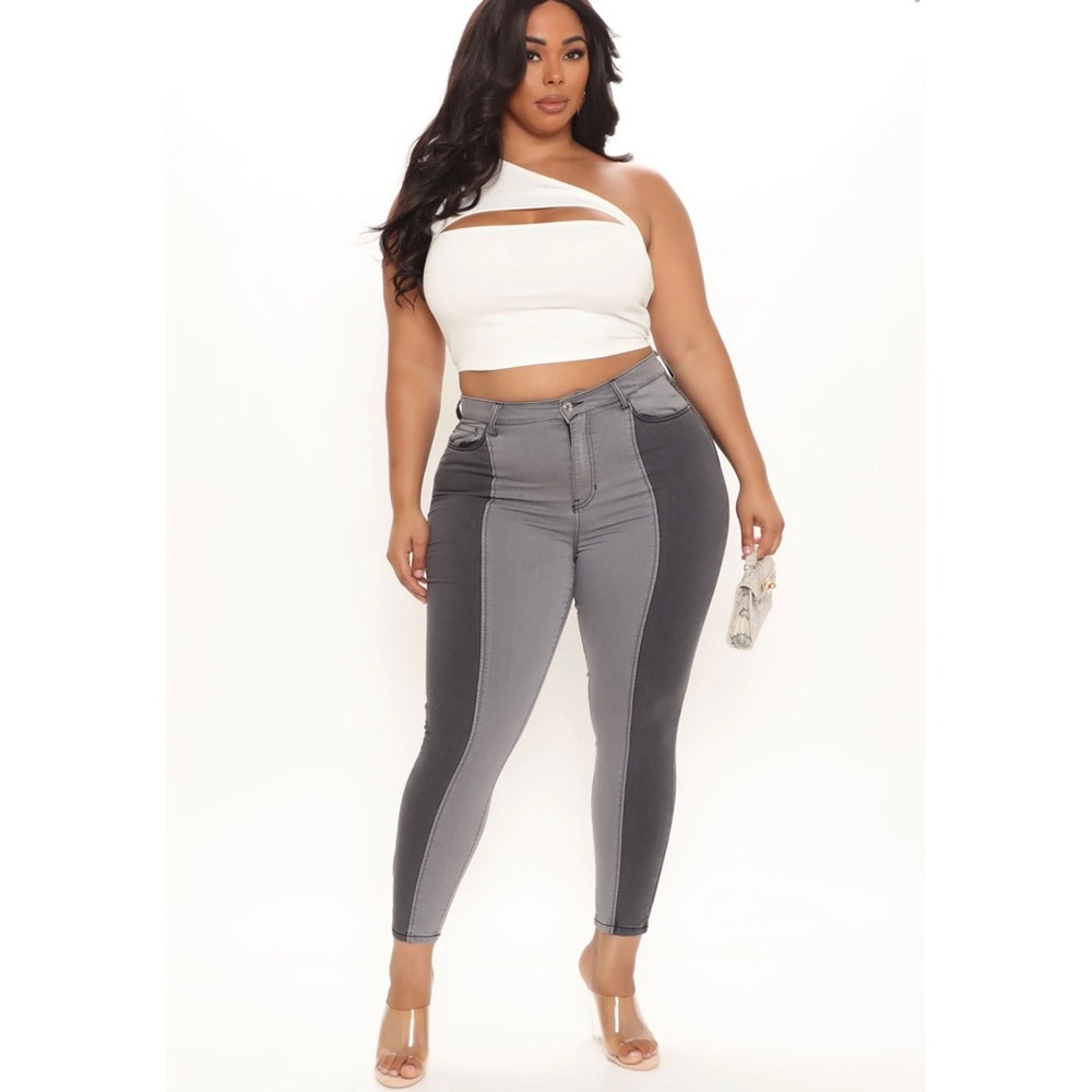 Colorblock denim jeans